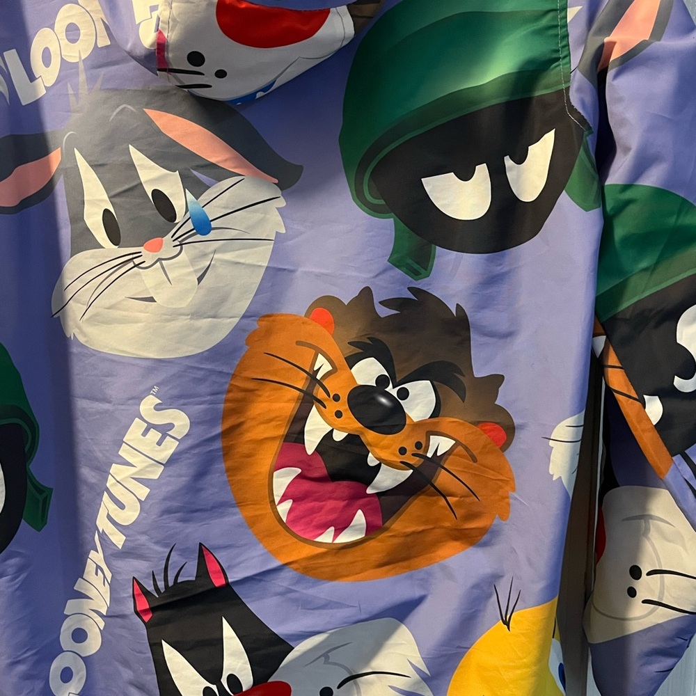 Members Only Looney Tunes Full Zip Windbreaker Hooded Jacket S Small - Picture 9 of 9
